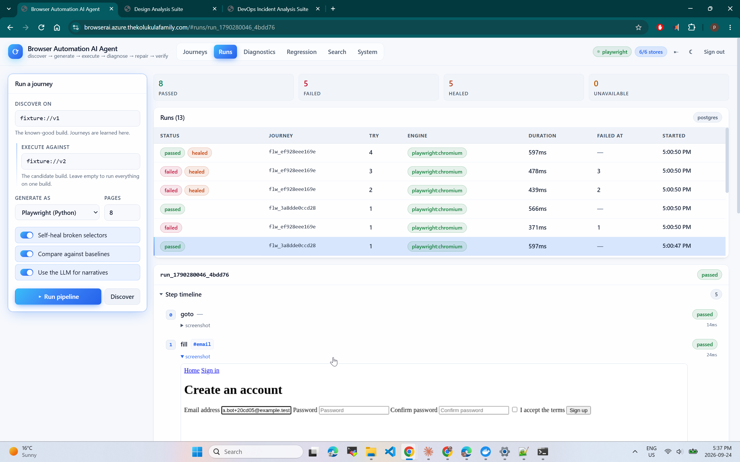Test runs on Azure